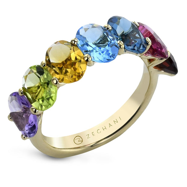 Zeghani Happy Color Half-Eternity Oval Gemstone Ring