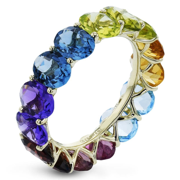 Zeghani Happy Color Oval Gemstone Eternity Ring