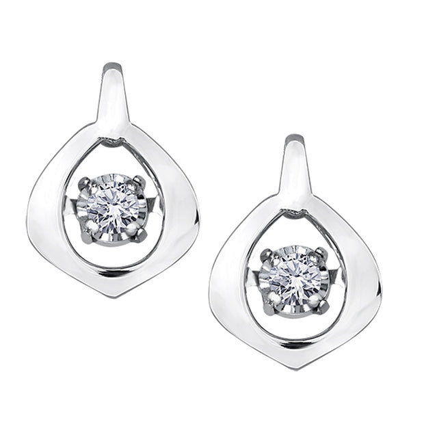 White Gold and Diamond Pulse Stud Earrings