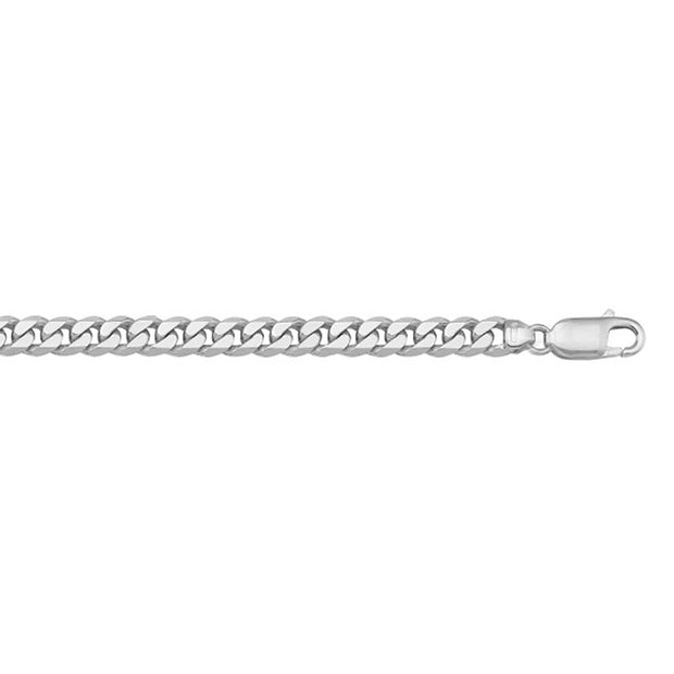 Flat Beveled Link Solid White Gold Chain