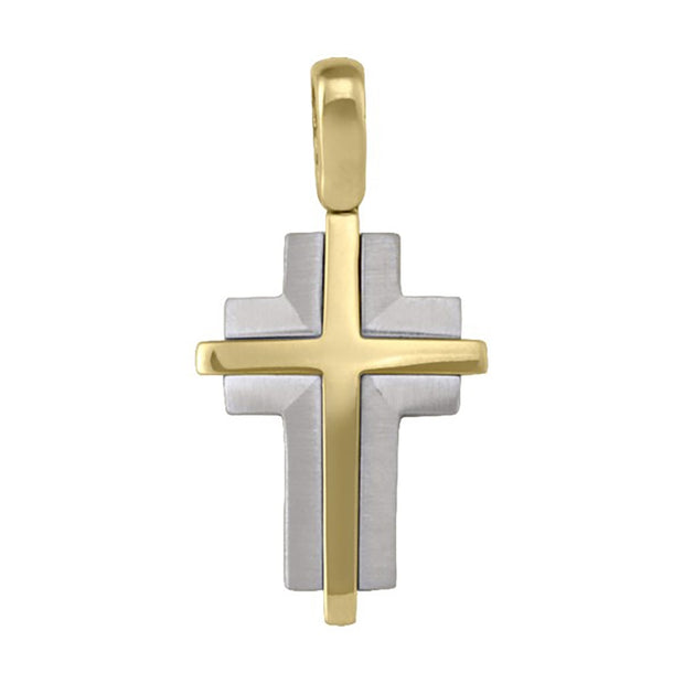 Yellow and White Gold Cross Pendant
