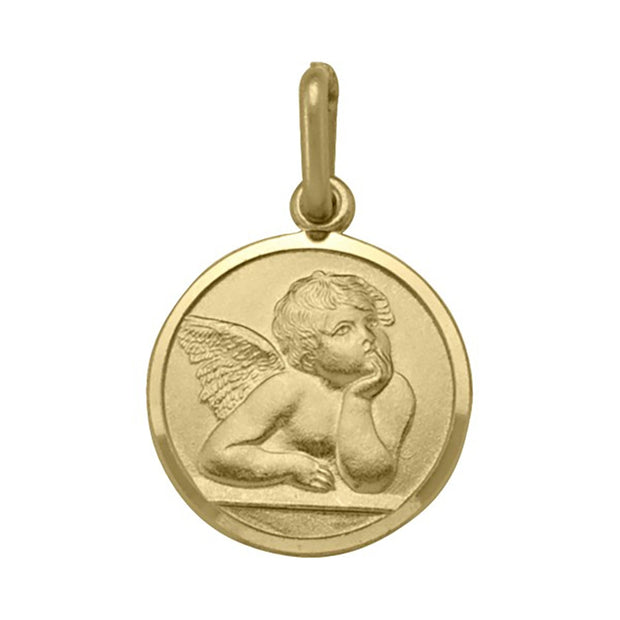 Yellow Gold Solid Angel Medallion