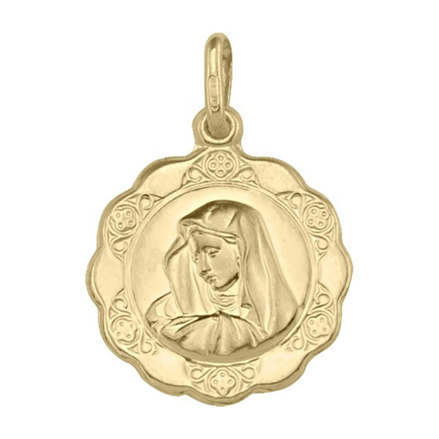 Yellow Gold Hollow Madonna Medal