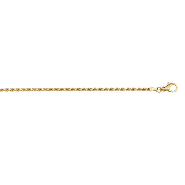 Diamond Cut Solid Gold Rope Link Chain