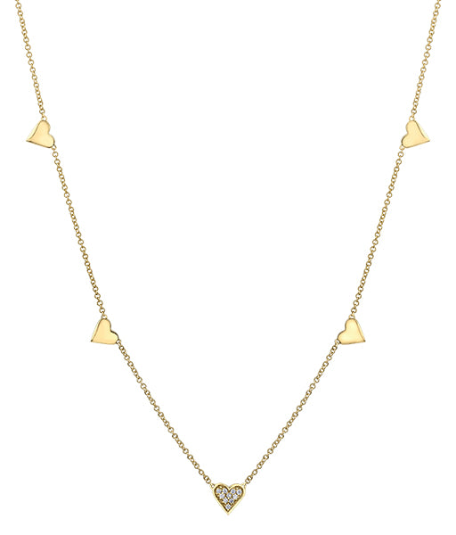 Diamond and Yellow Gold Heart Necklace