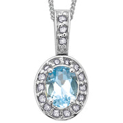 Gemstone Pendant with Diamond Halo