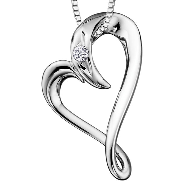 Sterling Silver and Canadian Diamond Heart Pendant