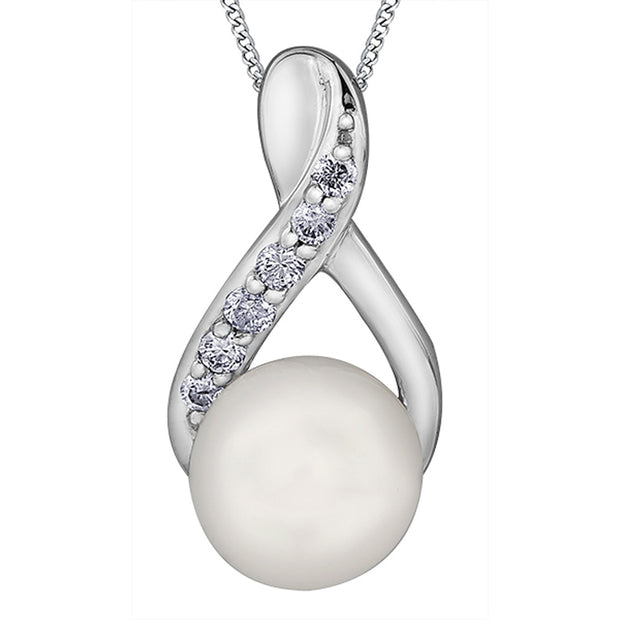 Pendentif infini en perle et diamants