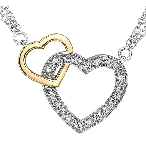Sterling Silver and Yellow Gold Diamond Heart Pendant