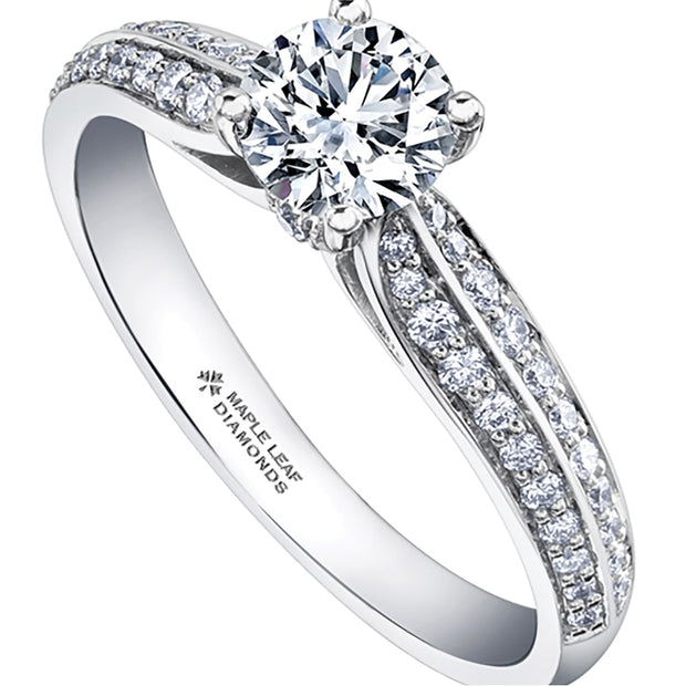 Canadian Diamond Engagement Ring with Pavé Accents
