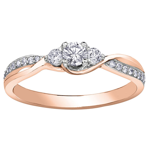Canadian Accented Three-Stone Twist Diamond Ring