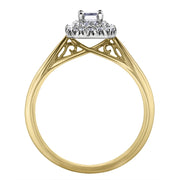 Emerald Cut Diamond Ring With Double Diamond Halo