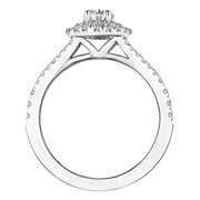 Accented Split Shank Oval Diamond Ring with Double Halo