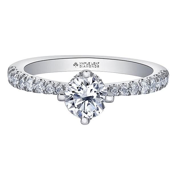 Canadian Round Diamond Engagement Ring with Accented Band