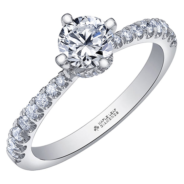 Canadian Round Diamond Engagement Ring with Accented Band