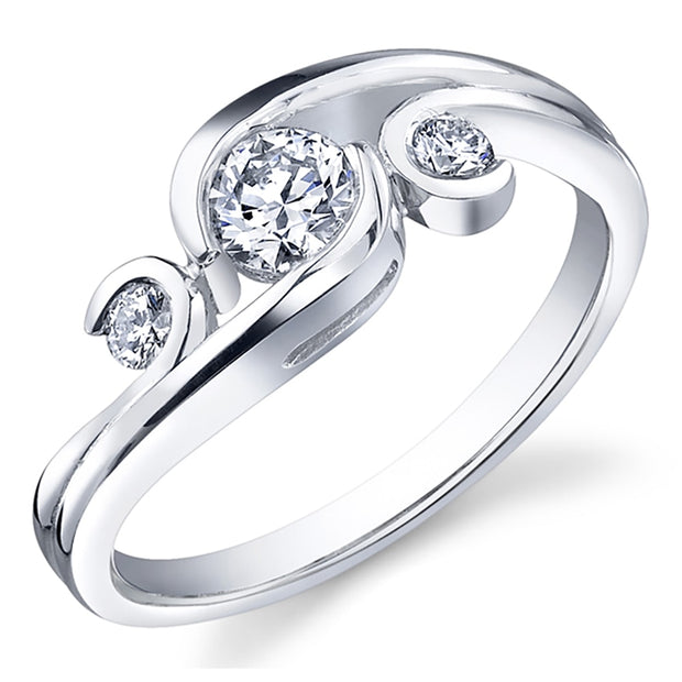 Canadian Three-Stone Curve Bypass Diamond Engagement Ring