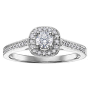 Canadian Diamond Ring with Cushion Halo and Accented Band