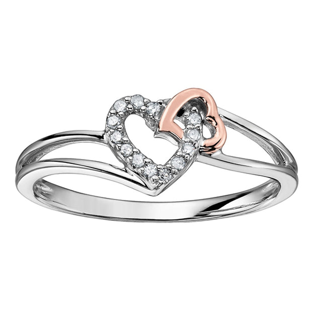 Two-Tone Gold and Diamond Heart Ring