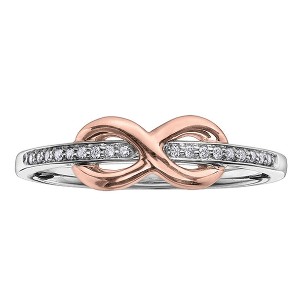 Rose and White Gold Diamond Infinity Ring