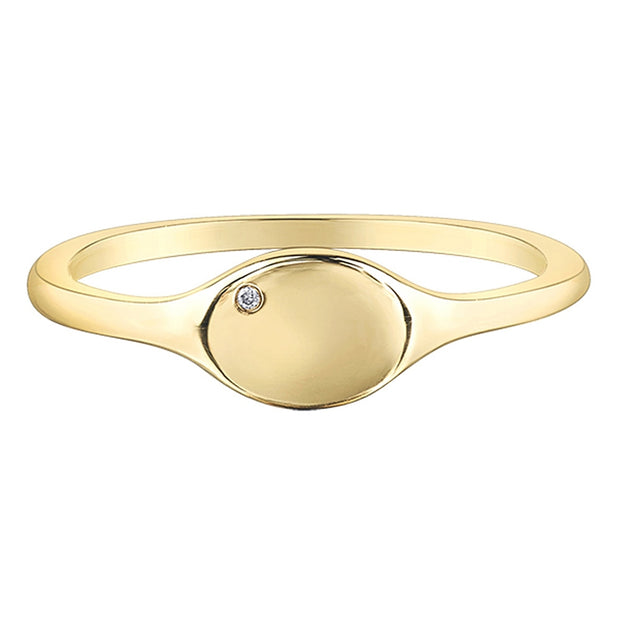 Yellow Gold and Diamond Signet Ring