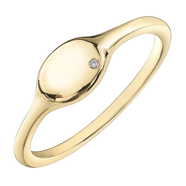 Yellow Gold and Diamond Signet Ring