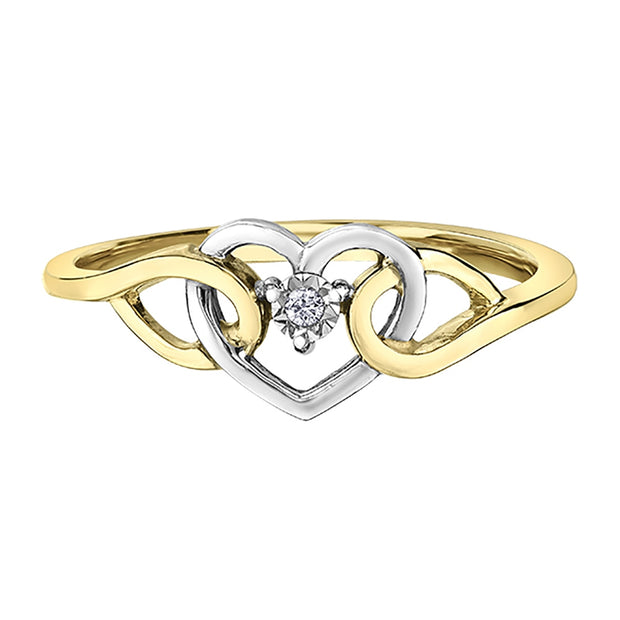White and Yellow Gold Heart Diamond Ring