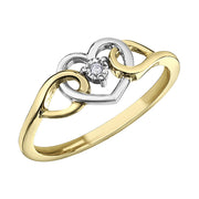 White and Yellow Gold Heart Diamond Ring
